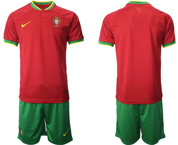 Men's Portugal Blank Red Home Soccer Jersey Suit